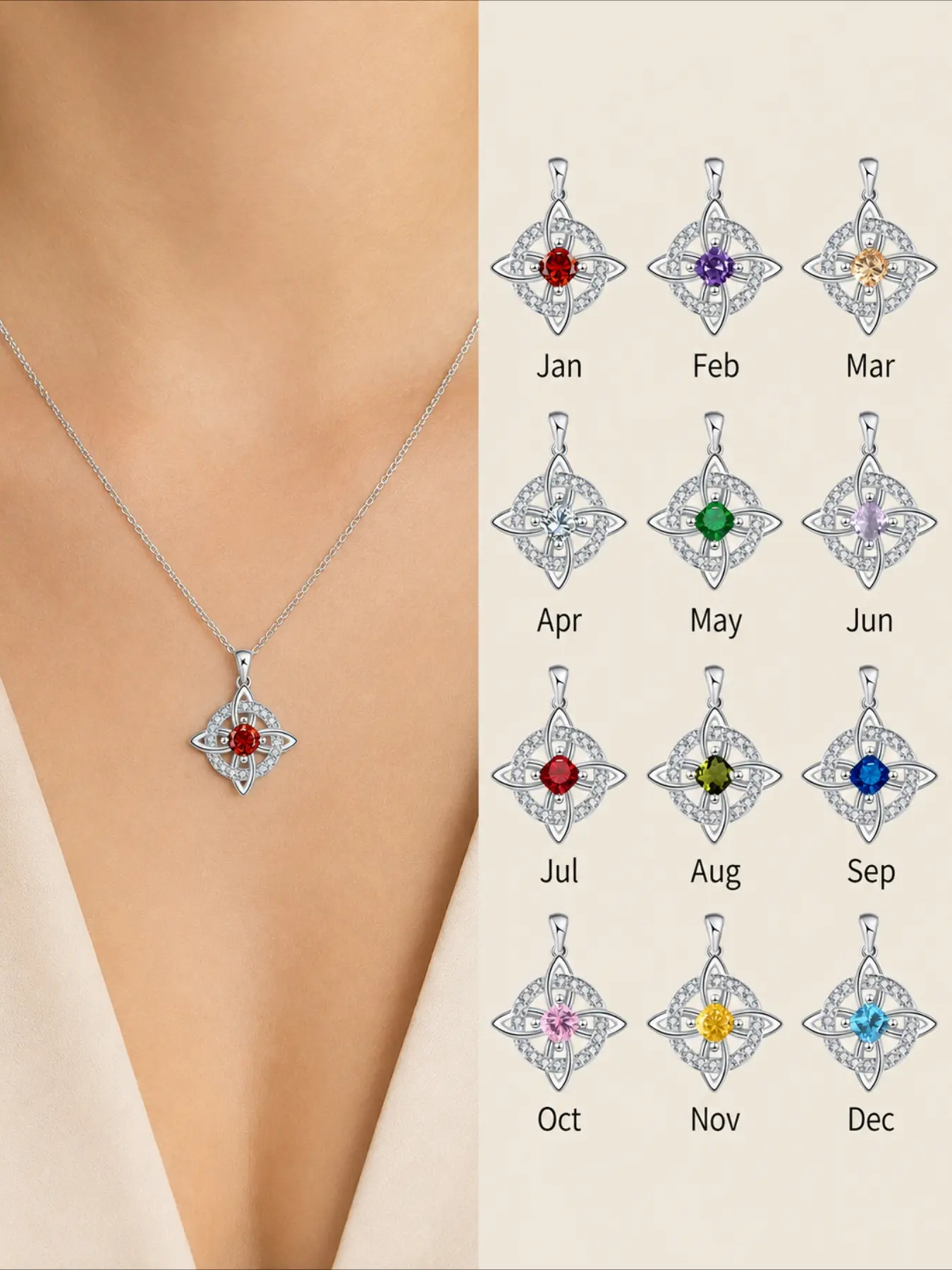 Witches Knot Cubic Zirconia Necklace Hecate Goddess of Witches with Celtic Knot Design Goddess Jewelry Collar Copper with Artificial Gemstone, Fashionable Jewelry, Gift for Women