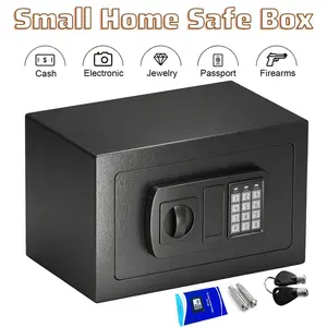 Mini Lockable Money Safe Box 0.23/0.44 Cu Ft Digital Keypad Security Safe with Pass Code Keys Black for Office Home Hotel Coins