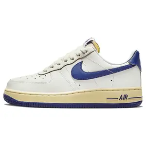 Nike Air Force 1 Leather Low Top Sneakers for Women – White and Blue, Slip-Resistant, Cushioned Verifiable, with credentials and supporting global authentication
