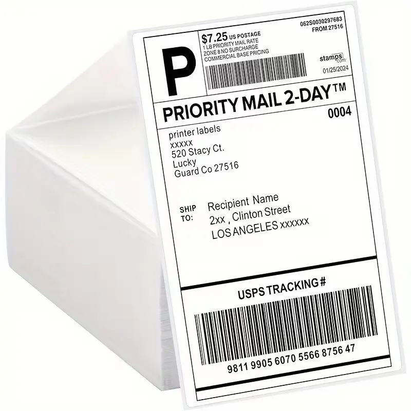 High-Quality Thermal Label Paper 4x6 Inches, Labels for Printers, Suitable for Thermal Printers, Logistics, Transportation, Warehouse Management, 500 Sheets Pack