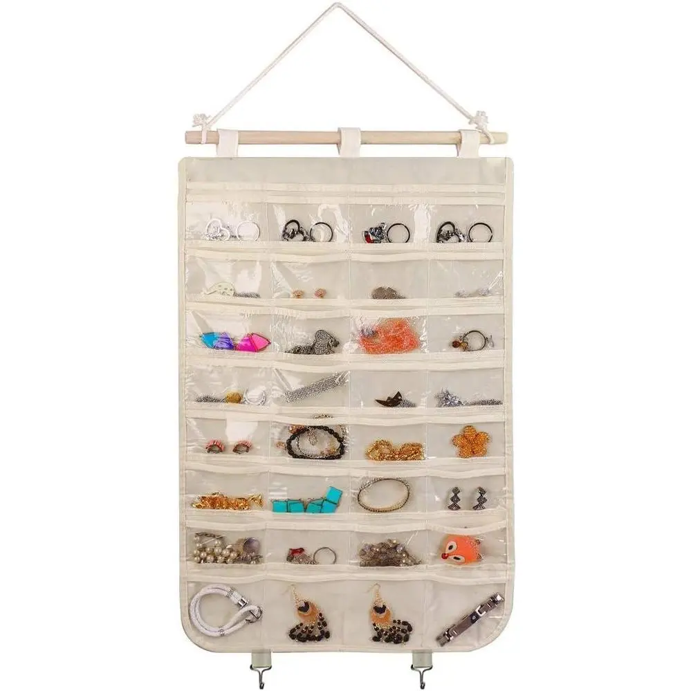 Organizer,Accessories Organizer,32 Pocket Organizer for Holding Jewelries (Beige-32 Pockets)