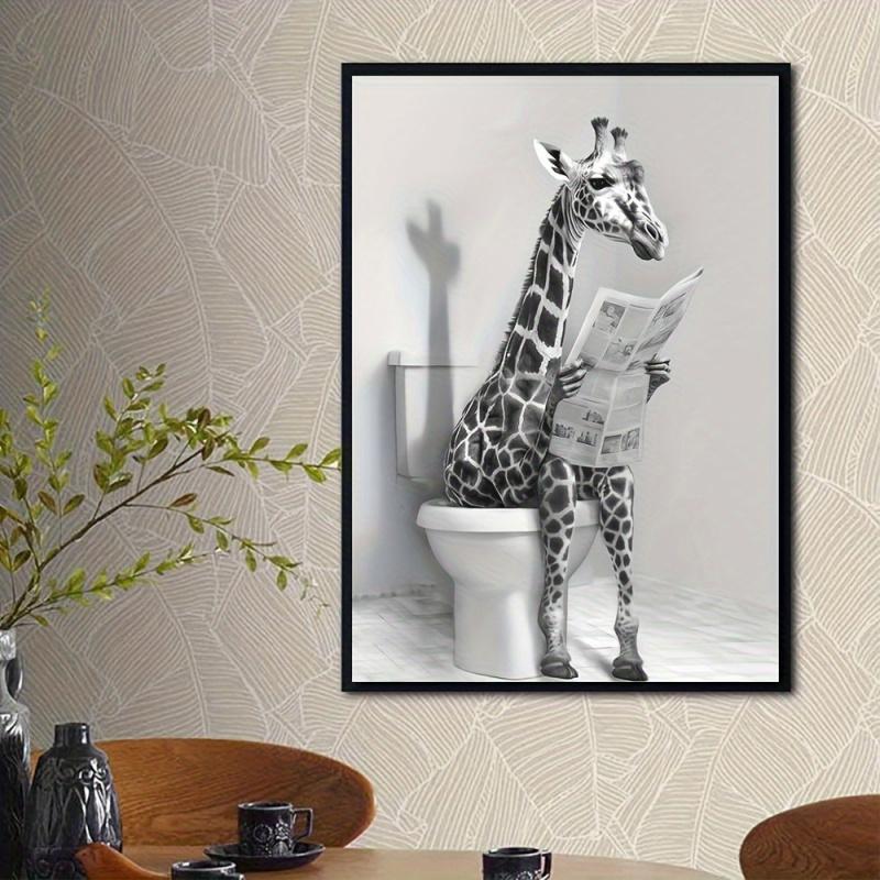 Chic Black & White Giraffe Canvas Art - Unframed Wall Decor for Bathroom, Bedroom, Office, and Living Room