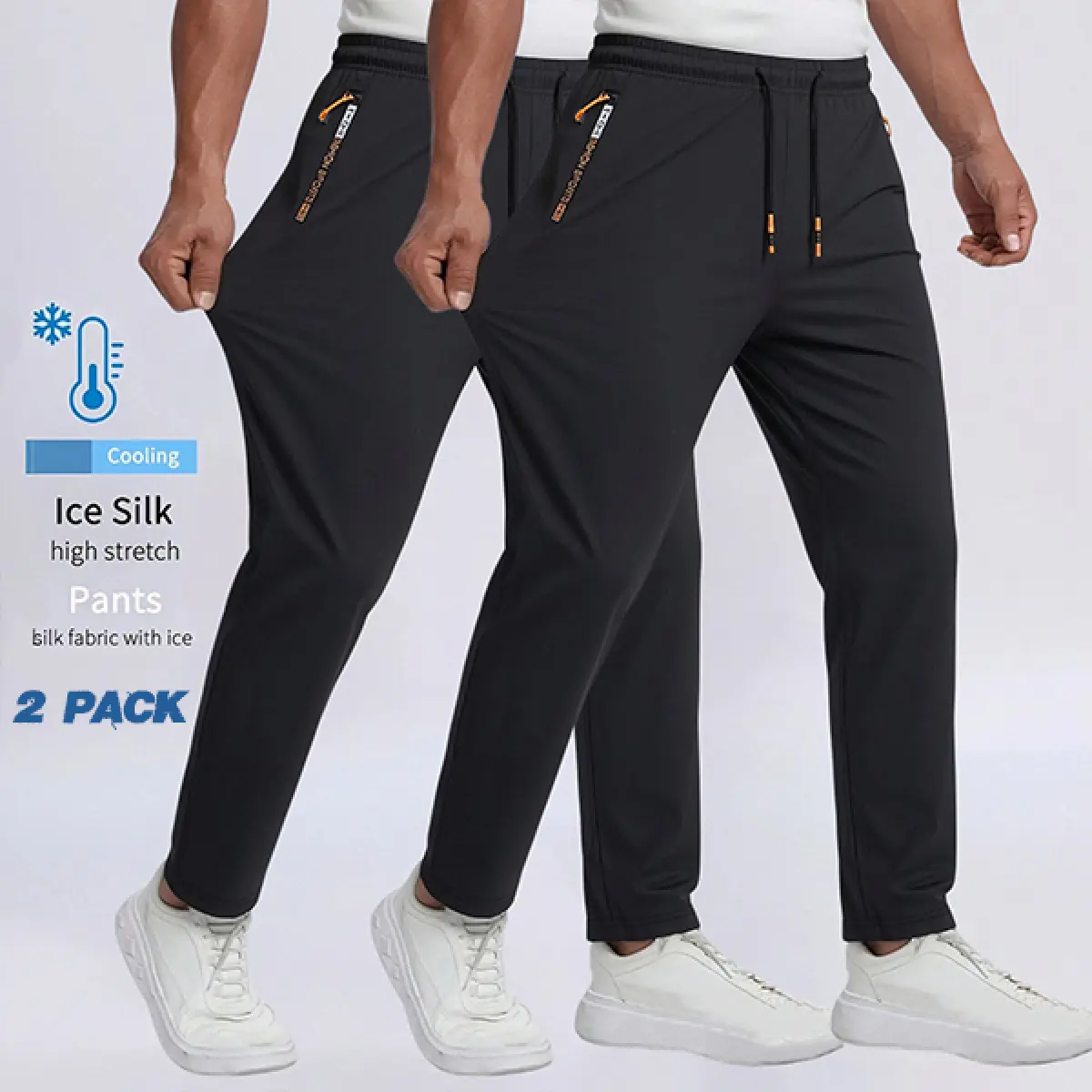 2-Piece Set Men'S Jogger Pants Lightweight Elastic Workout Stretch Baggy Wide Leg Loose Fit Sweatpants Athletic Casual Fashionable Trousers Ideal For Running, Gym, Workout, Spring & Summer Wear Fall Athleisure Bottom Men