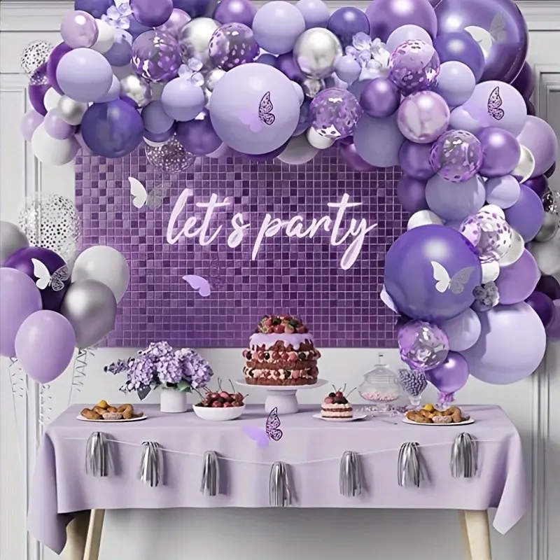 119pcs Lavender Latex Balloon Arch Garland Set, Perfect for Adult Weddings, Birthday Parties, Graduations, Holiday Decorations