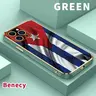 Cuba Fluttering Flag Pattern Electroplated Slim TPU Smartphone Case Cover for iPhone 11,12,13,14 Air Plus,15 Pro Max,16,17 - Classic Straight Design, Anti-Drop, Shockproof, Raised Edge, Bulky-Free Accessory
