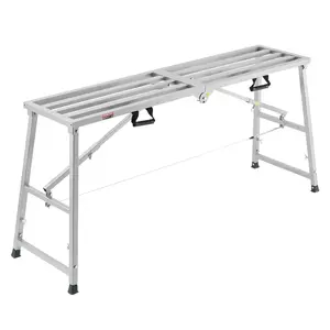 VEVOR Work Platform, 4 Gear Adjustable Height, Folding Alloy Steel Step Ladder, Portable Scaffolding Platform, 800 lb Load Capacity, Non-Slip Rubber Feet, Drywall Painting Stool, Cleaning Washing