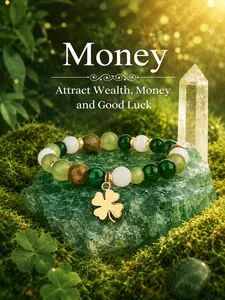 Lucky Money Attraction Bracelet with Green Aventurine & Agate Beads | Wealth & Protection Crystal Bracelet | Fashion Stretch Beaded Jewelry Gift for Women,Lucky Charm Bracelet That Symbolizes Prosperity and Good Fortune