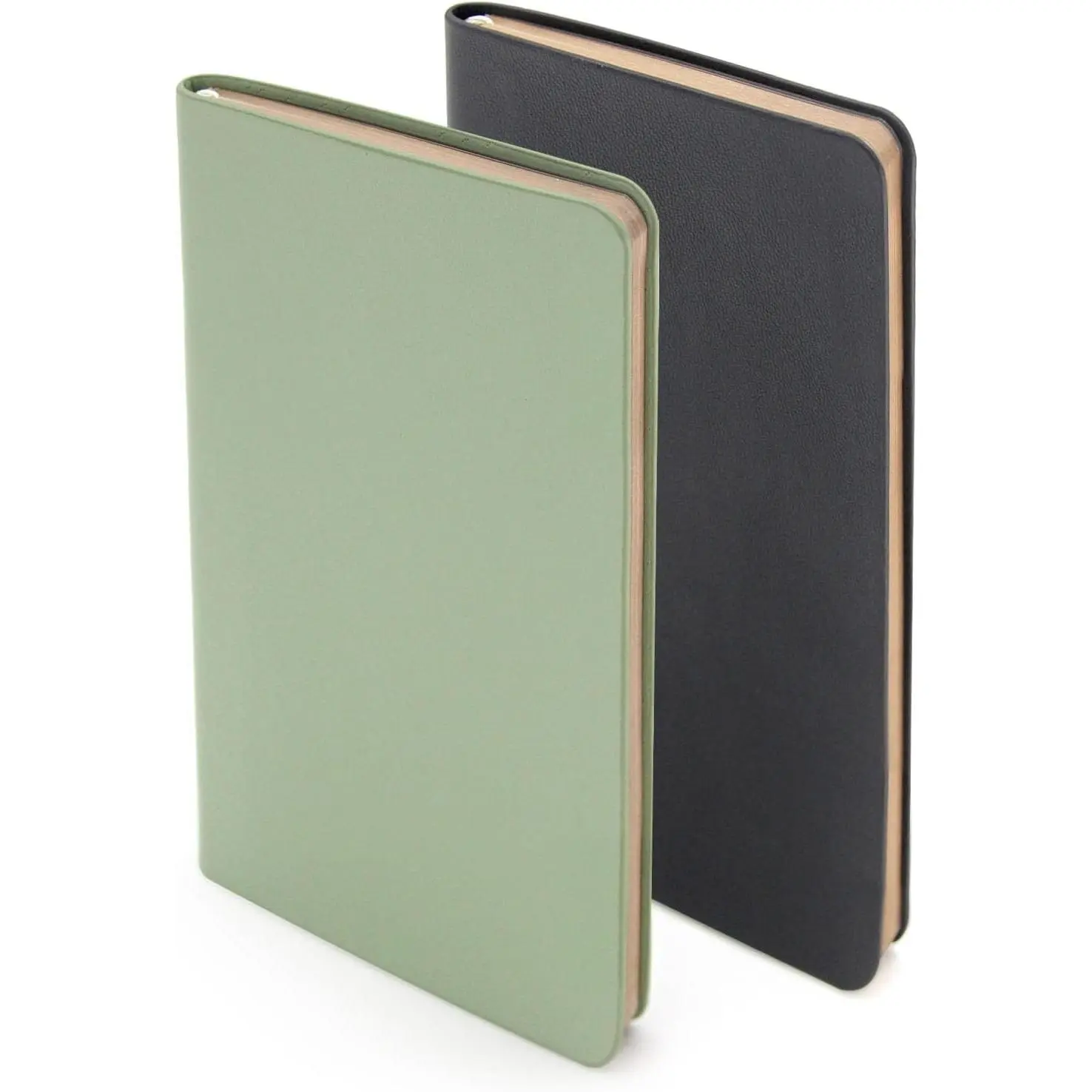 Soft Cover Journal Notebooks 2 Pack A6 Pocket Notebook Small Notebooks Lined Writing Journals 3.1x5.5 Inches 116 Pages Mini Notebooks Journals for Men and Women Travel Office School - Black Grass Green