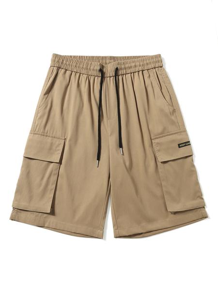 Men's Loose Solid Flap Pocket Drawstring Waist Cargo Shorts, Street Fashion Casual Bottoms for Daily Outdoor Wear, Men's Clothes for Summer