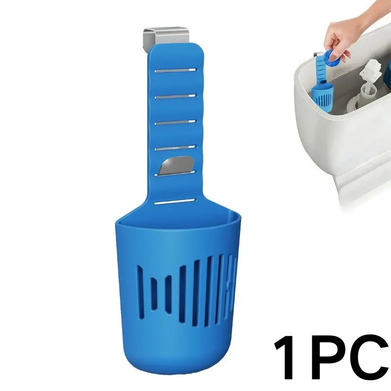 Adjustable silicone toilet tank cleaning bracket, toilet tank replacement part, hanging toilet silicone cleaning box with hooks, Bathroom accessory, Bathroom Necessities, collects toilet residues and prevents baffle clogs