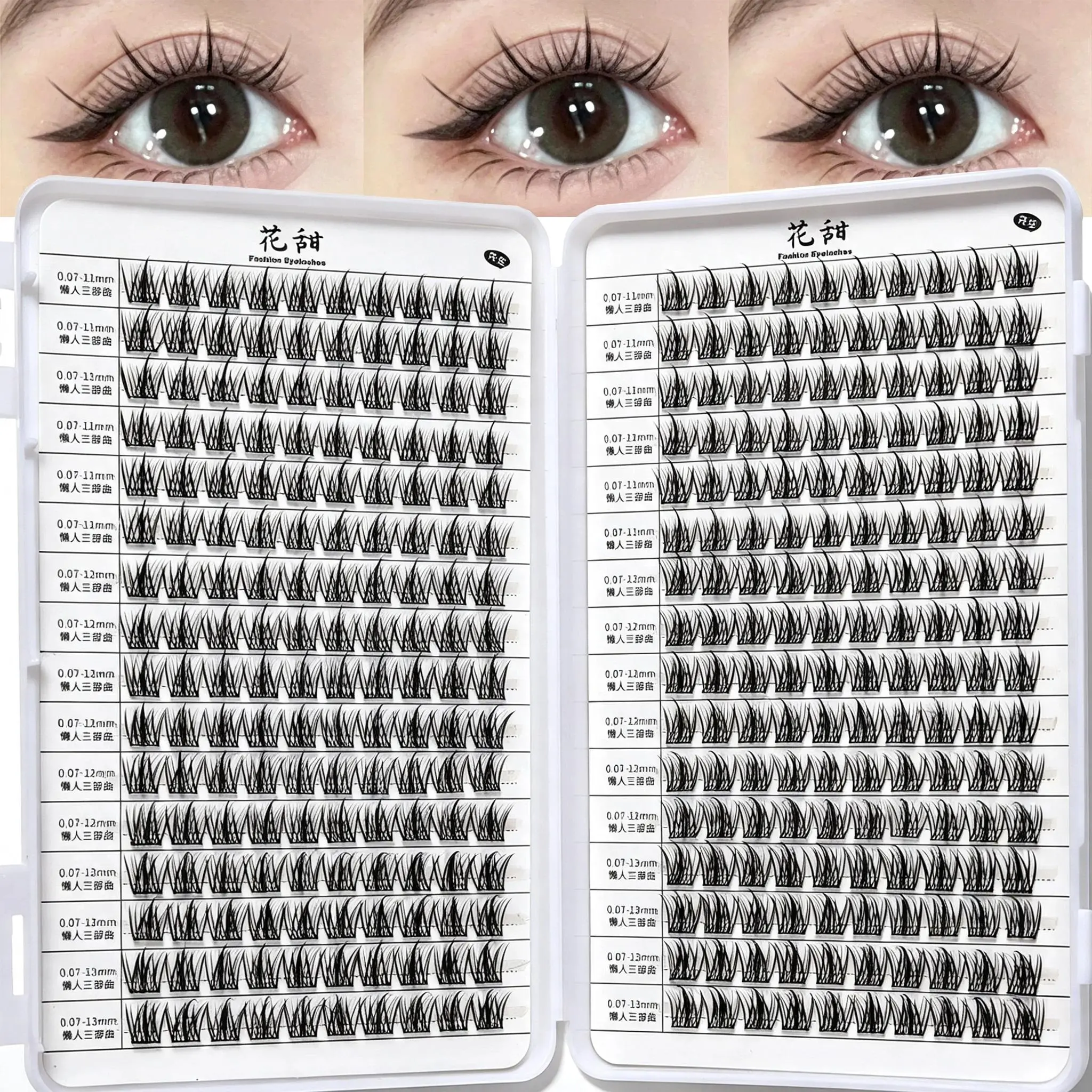 Large Capacity Lash Book Lazy Trilogy Lash Clusters D Curl Wispy Individual Lashes Soft Reusable False Eyelashes Longer Looking Eyelashes DIY Home