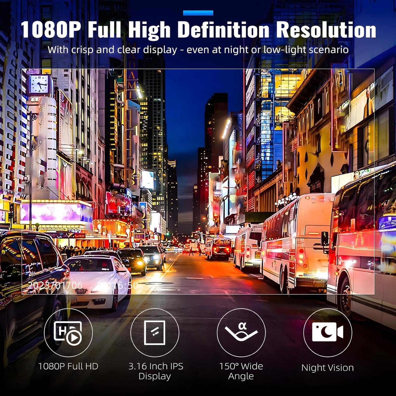 1080P HD Car DVR, Car DVR with 32GB Memory Card, Car Driving Recorder with Night-Vision Function, Video Recording Car Camera, Compact Mini Automotive Camera, Vehicle Police Dashcams