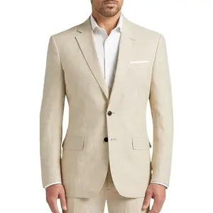 Men's 2-Piece Linen Suit Summer Wedding Formal Party Event Tuxedo Elegant Casual Business Formal Wear