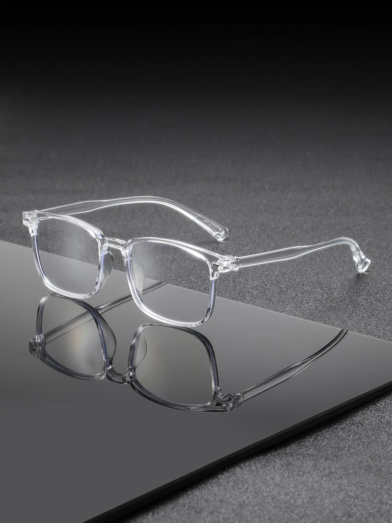 Men's Plastic Square Glasses, Casual Comfortable Neutral Intellectual Fashion Eyewear, Transparent Frame Glasses, Ideal for Daily Commute, College, Home Use