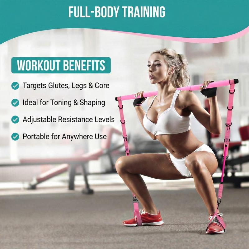 Pilates Bar Kit with Resistance Bands, Adjustable Exercise Stick for Full Body Toning, Portable Home Gym Equipment for Men & Women