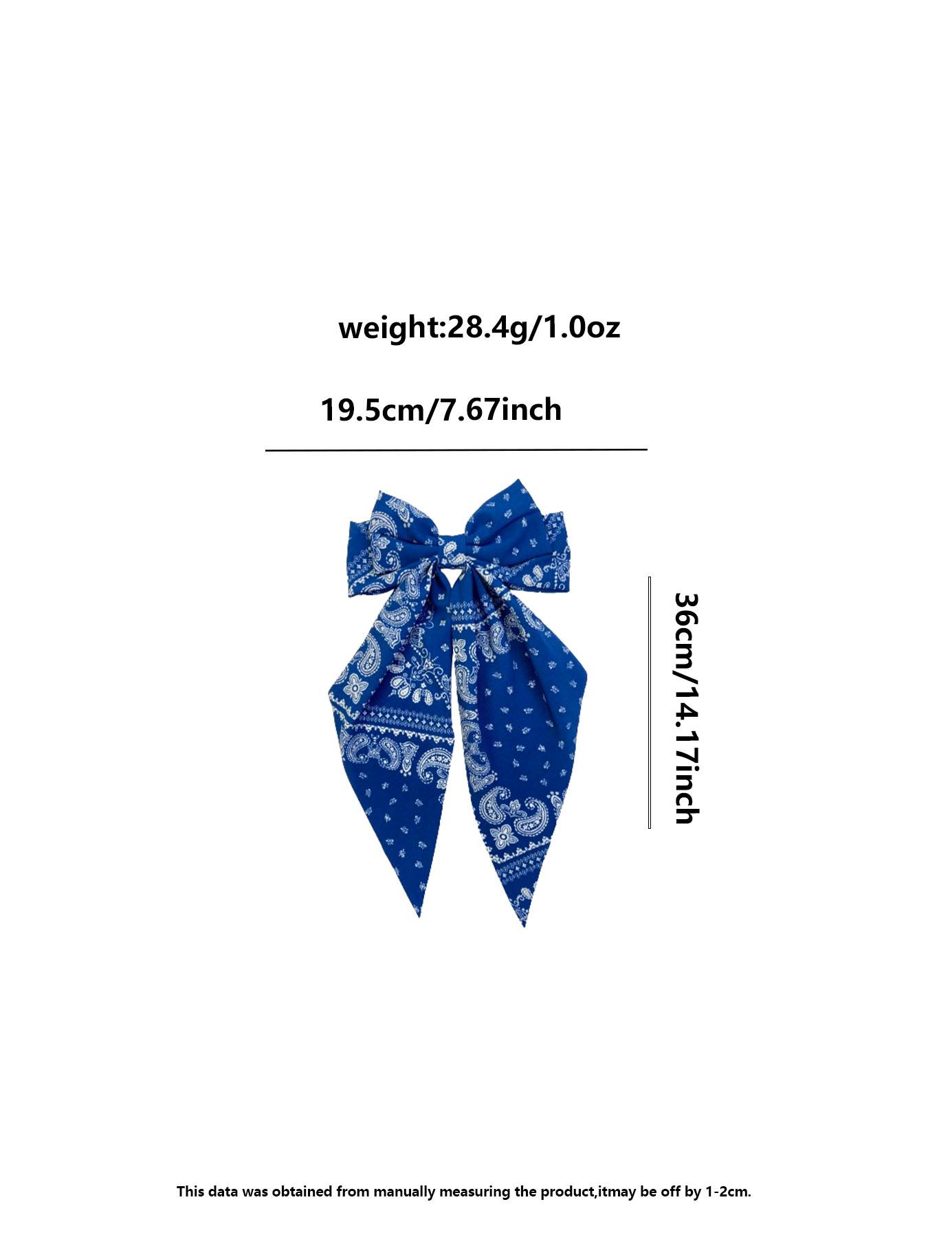 Paisley Print Bow Decor Hair Clip, Casual Versatile Hair Accessories for Women, Minimalist Headwear Suitable for Thick Hair