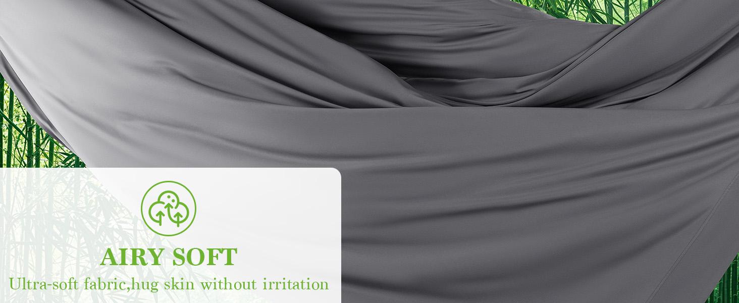 100% Viscose Derived from Bamboo_ Sheets Set, Breathable Cooling Bed Sheets, Hotel Quality Sheets, 16 Inch Deep - 6Pcs (Grey, King)