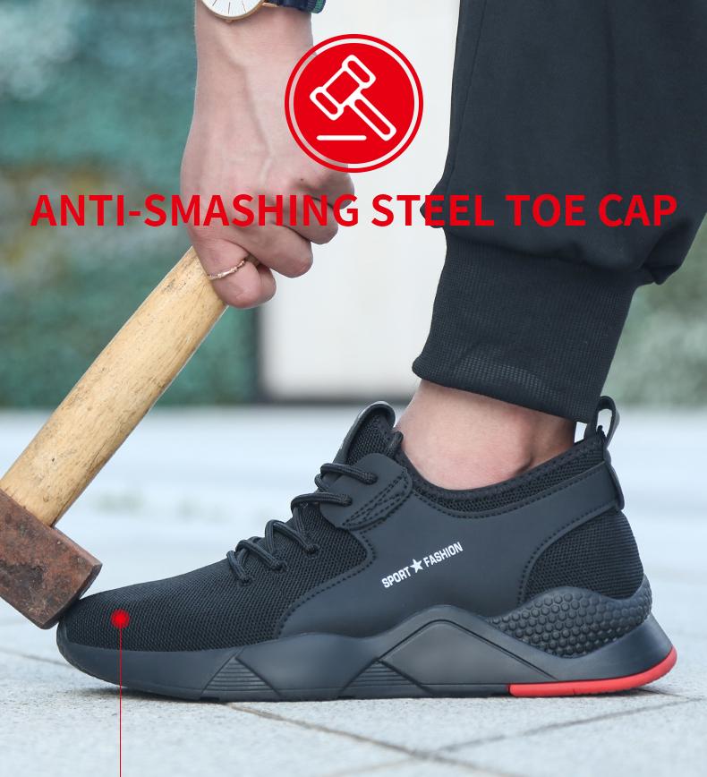 Steel Toe Work Safety Shoes  Work Sneakers Breathable Lightweight Indestructible Shoes Men Safety Shoes