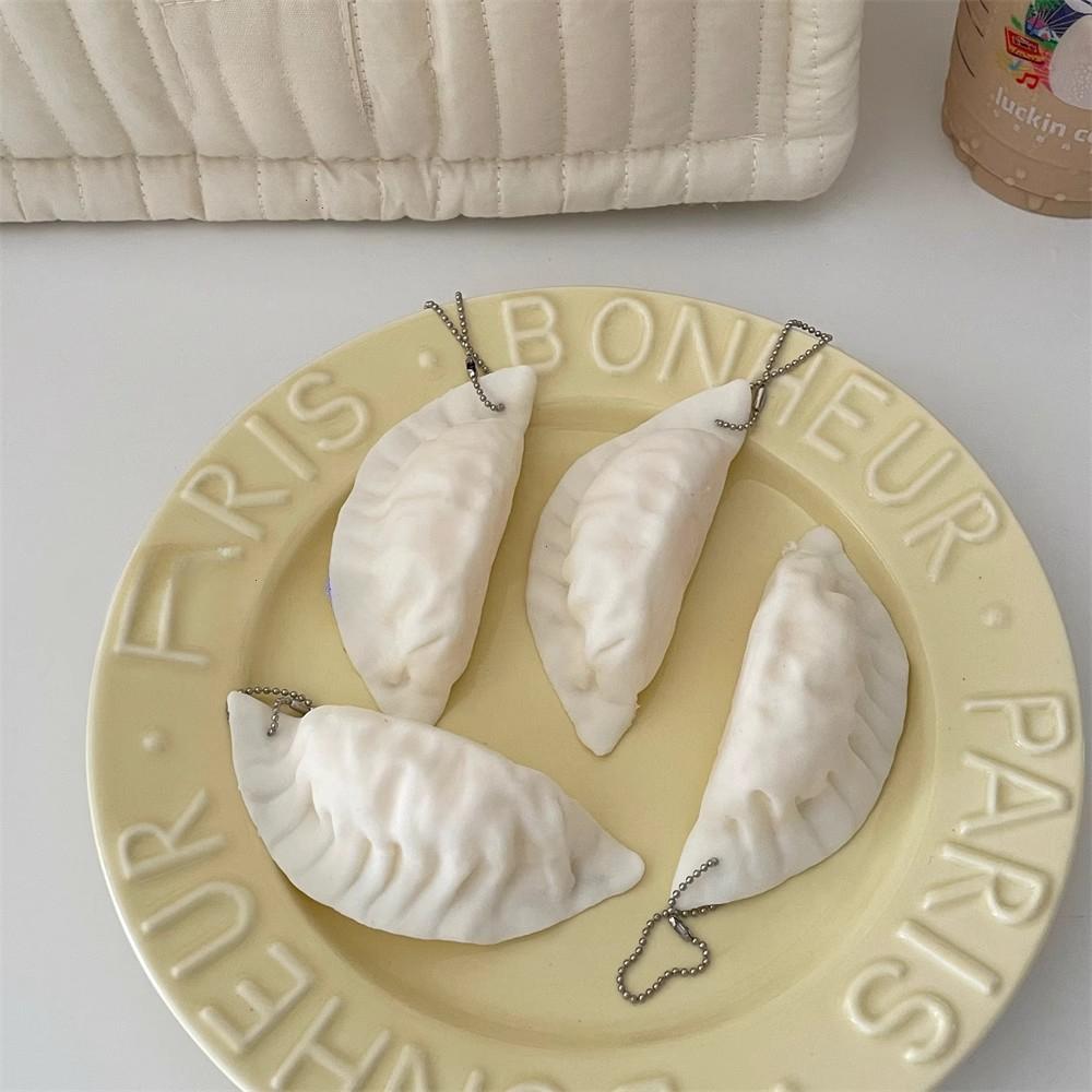 Simulation Dumplings Keychain Bag Pendant Cute Mini Squishy Toy Dumplings Simulation Food Decoration Charms Stress Relief Gift
