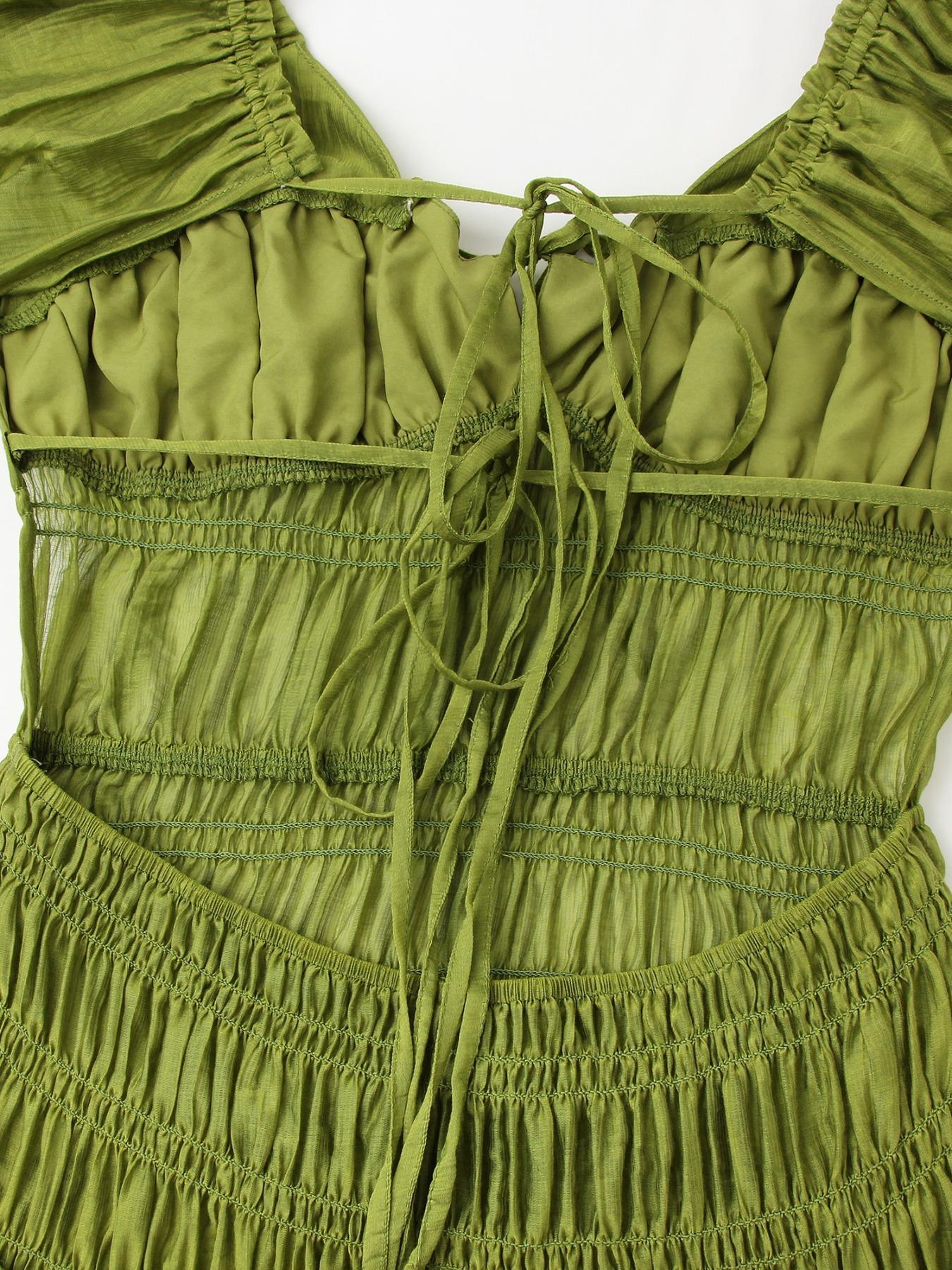 Women's Cherry Print Backless Tie Shoulder Dress, Sexy Chic Fashion Casual Long Dress for Daily Outdoor Wear, Women Dress for Summer