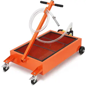 GARVEE 20 Gallon Low Profile Oil Drain Pan with 180W Electric Pump, 8.2 Ft Hose, T Folding Handle, and Rolling Cart for Efficient Oil Changes on Trucks, RVs, and Buses