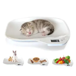 14'' x 10'' Small Animal Digital Pet Scale, Max 33lbs Electronic Weighing Scale with LCD Display, for Kitten Puppy Hamster Newborn Pets & Kitchen Food, White