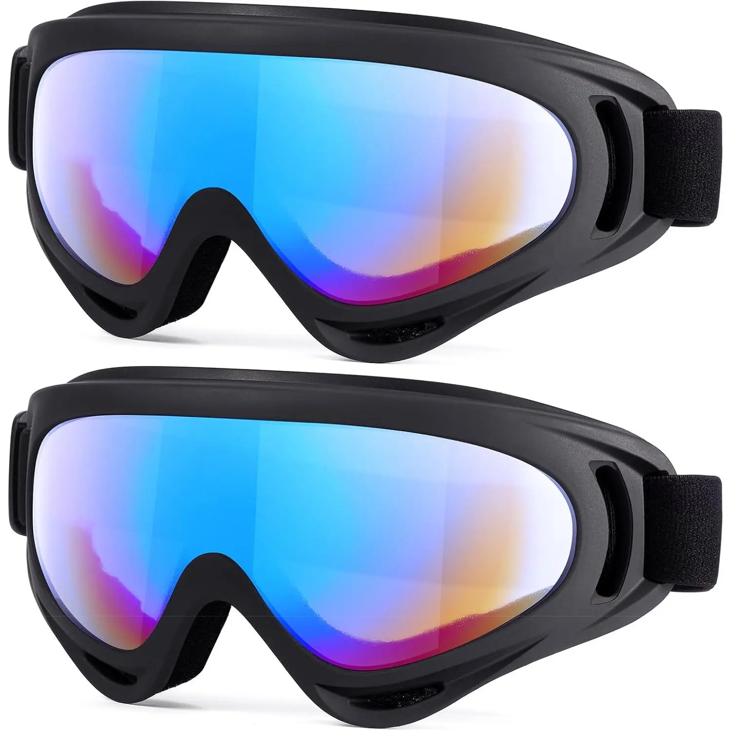 Kids Motorcycle Goggles, 2-Pack Dirt Bike Goggles Ski Goggles for Child, ATV Off-Road Racing Goggles for Boys Girls