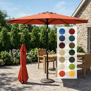 Struggle with flimsy umbrellas failing sun and rain? | 9FT Patio Umbrella with Crank & Push Tilt | 8 Solid Ribs Waterproof Windproof Shade for Beach Pool Porch