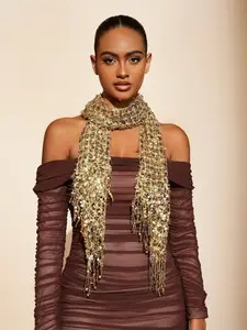 Embroidered Sequin Scarf, Glamorous Shiny Accessory for Women, Perfect for Commute/party, Wear with Hat or as Headband, Exquisite Gift