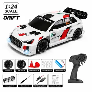 1:24 RC Drift Car 4WD High Speed Stunt Rally Car, 360° Spin, Includes 8 Drift/Track Tires, Road Cones & Screwdriver, USB Rechargeable, Christmas Gift