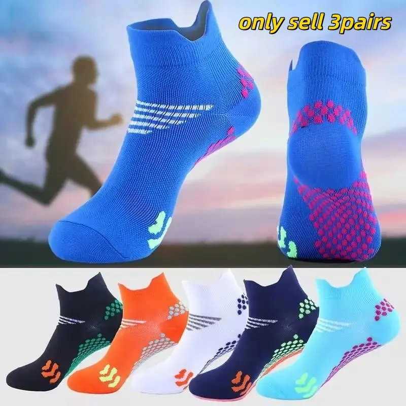 3 Pairs Unisex Sports Socks, Striped Compression Socks for Running, Knit Fabric, Breathable Short Socks, Perfect Gift for Halloween and Christmas