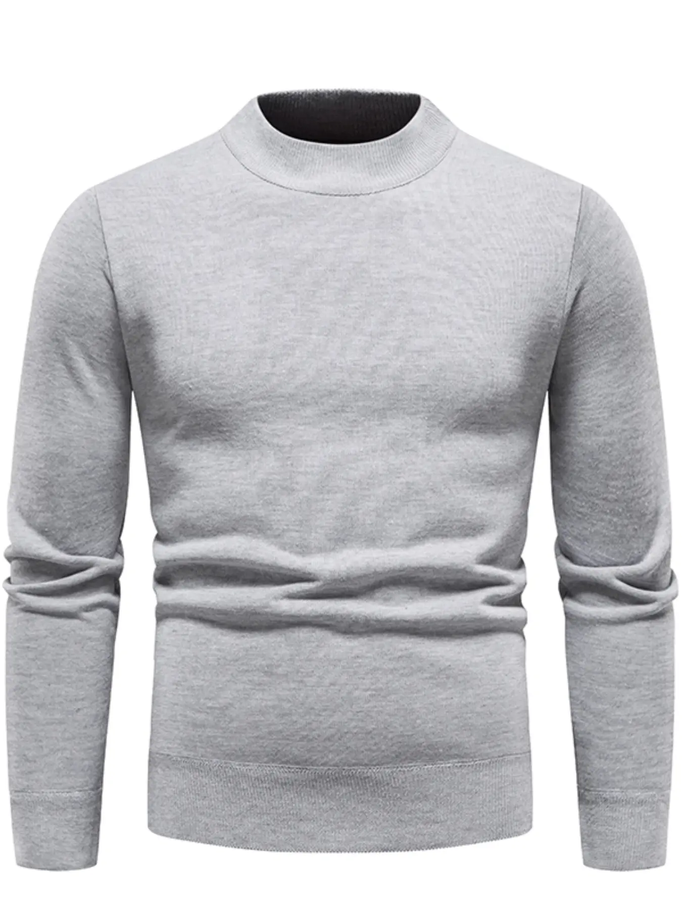Men's Knit Sweater, Half High Neck Ribbed Detail, Stretchy Fabric, Plain Color, Fitted, Casual, Winter Wear, Soft and Warm, Casual Chic Knitwear