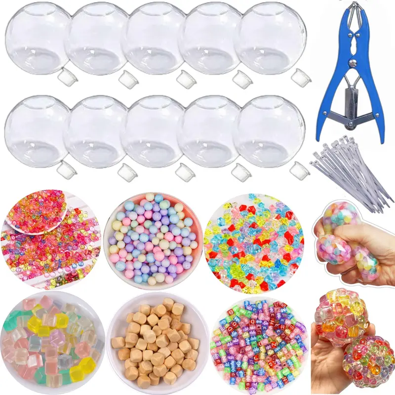 DIY Stress Ball Making Kit, Includes 6 Filling Packs, 10 Transparent Blank Soft Skins, Expansion Tool, Ideal for Adult Stress Relief, Sensory Fidgeting