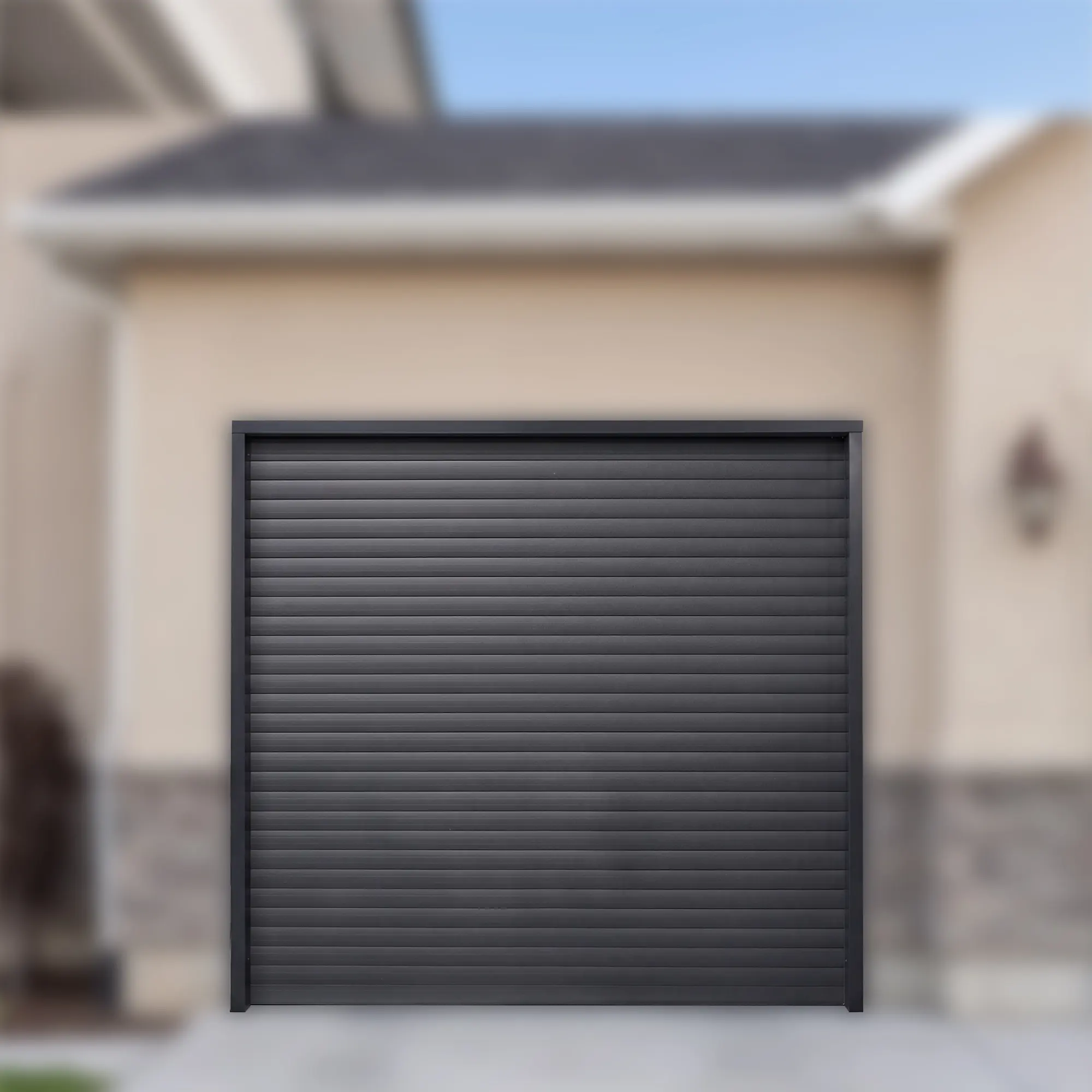 ARCH Motorized Roll-Up Garage Door Kit 8.5x8.5 Ft for Double Metal Shed, 110V Electric Automatic Rolling Door with 2 Remotes, Manual Backup, 24GA Powder-Coated Aluminum Alloy, Black, DIY Installation, Complete Hardware, Black Color Options