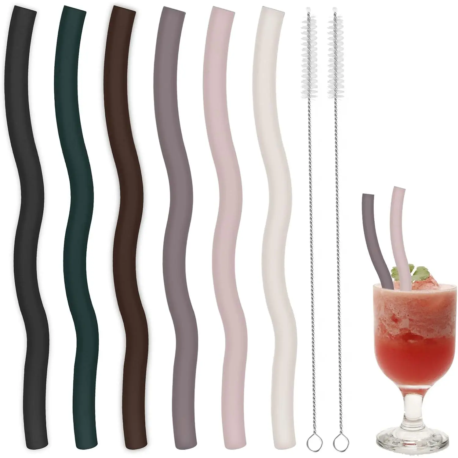 6 count Extra Wide   Straws for Boba, Bubble , Smoothies,  with 2 Cleaning Brushes,Customizable Length