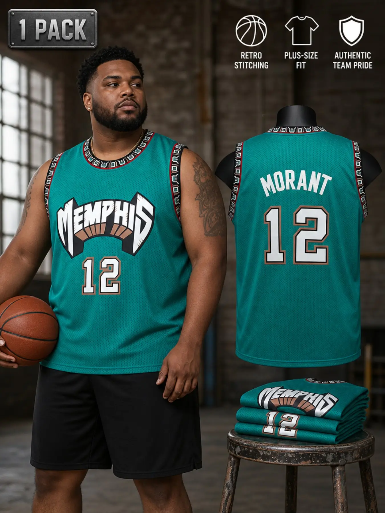 Men's Plus Size #12 Memphis Basketball Jersey, Retro Embroidered Mesh Sleeveless Athletic Tank Top, Vintage Stitching Breathable Loose Fit Sports Uniform for Game Day Streetwear Fan Apparel