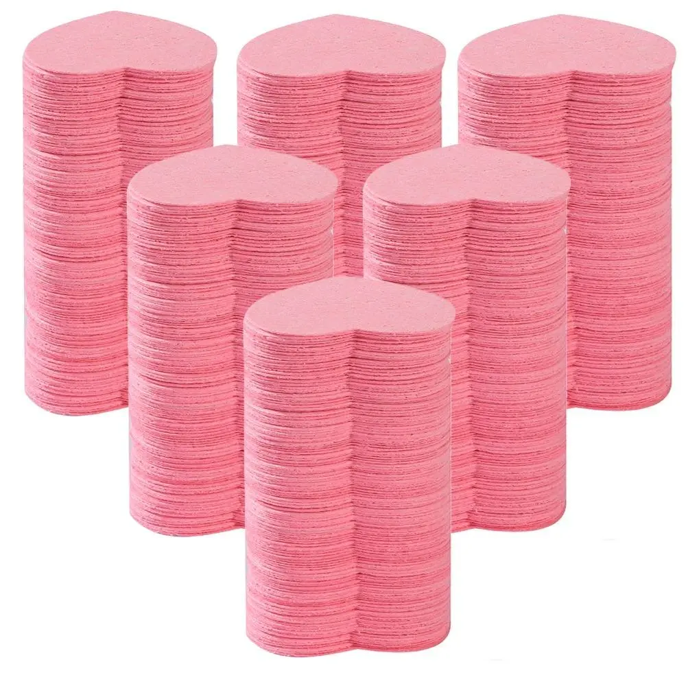 50pcs Heart Shaped Compressed Facial Sponge, 6.3cm Exfoliating Cleansing Pad, Soft Skin Care Tool for Women