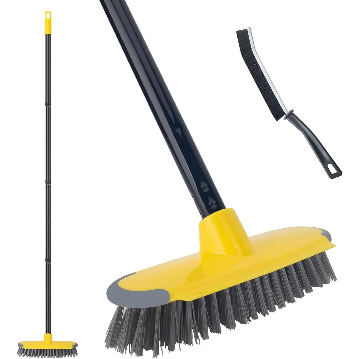 Deck Brush with Long Handle, Floor Scrub Broom for Shower, 50'' Outdoor  for Carpet, Boat, Patio, Garage, Concrete Cleaning