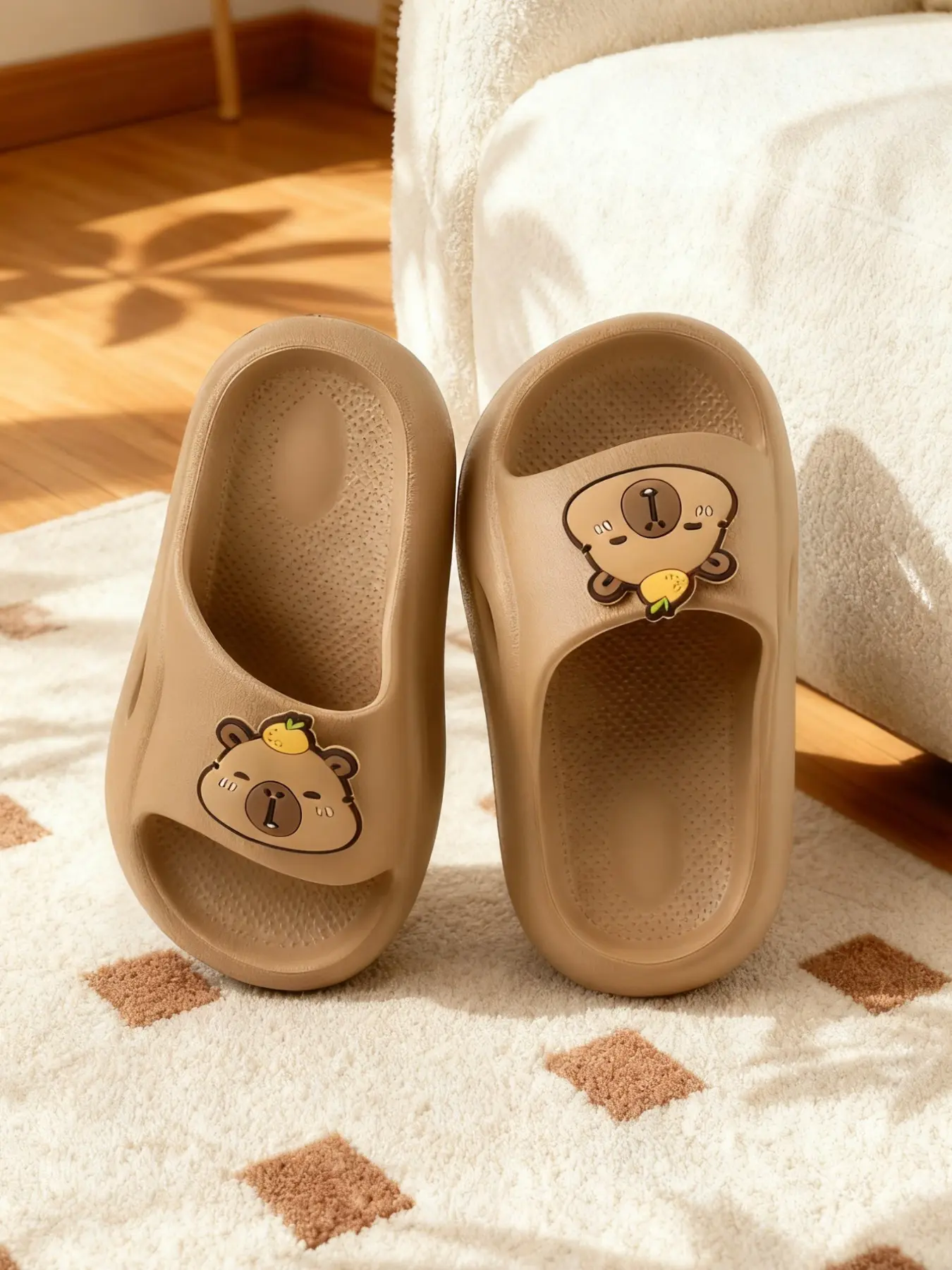 Girls' Cute Cartoon Capybara Pattern Sandals, Casual Eva Sole Slippers, Spring Summer Indoor Outdoor Beach Pool Shoes, Gift Idea
