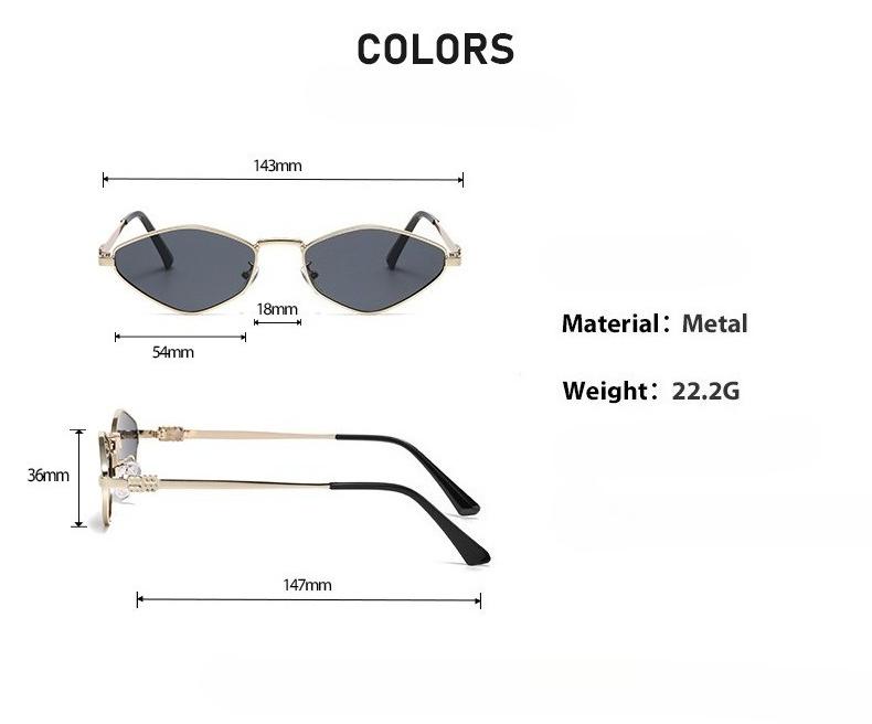 Retro Small Sunglasses for Women Men - New Trendy 90s Metal Frame Sun Glasses Gold Frame Narrow Shades