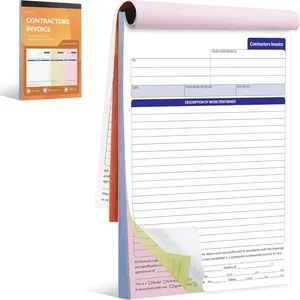 Contractor Invoice Book, Work Order & Estimate Forms, 3-Part Carbonless, 8x11 Inches, 50 Sets for Small Business | Large Work Description Area | Instant Customer & Office Copies