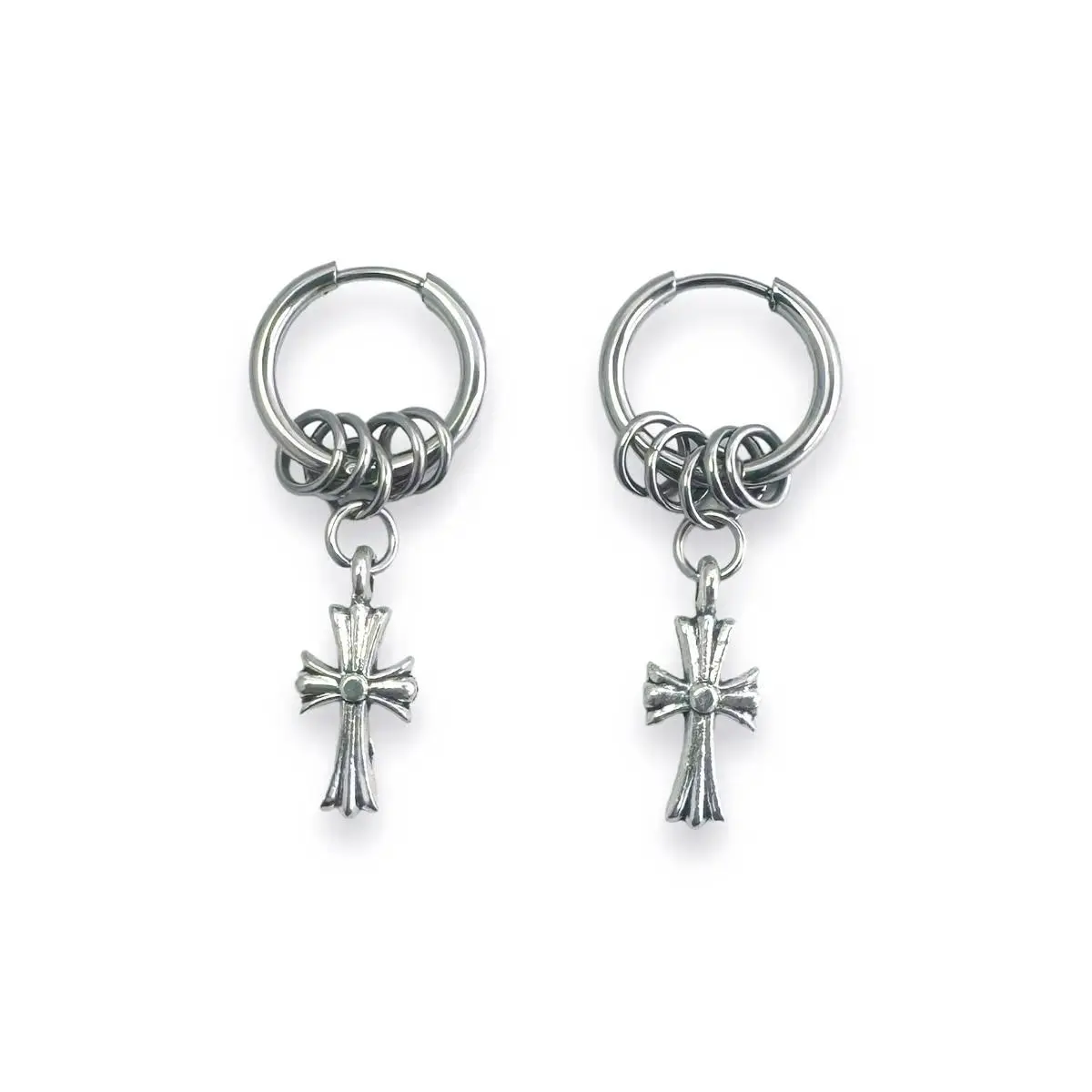Unisex Cross Dangle Earrings, Hip Hop Streetwear Style Drop Earrings for Men & Women