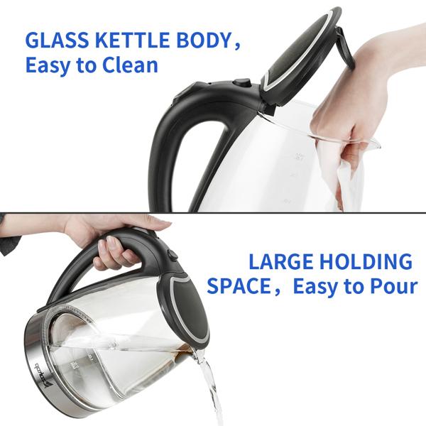 HD-1857-A 110V 1200W 1.8L Electric Glass Kettle US Plug
