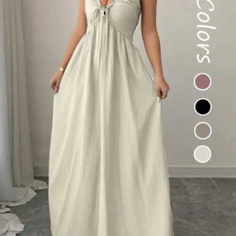 Women's A-Line Sleeveless Dress Fit with Adjustable Straps, Stylish Lace-Up Detail for Summer, Casual Elegant Fashion for Women
