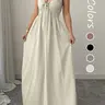 Women's A-Line Sleeveless Dress Fit with Adjustable Straps, Stylish Lace-Up Detail for Summer, Casual Elegant Fashion for Women