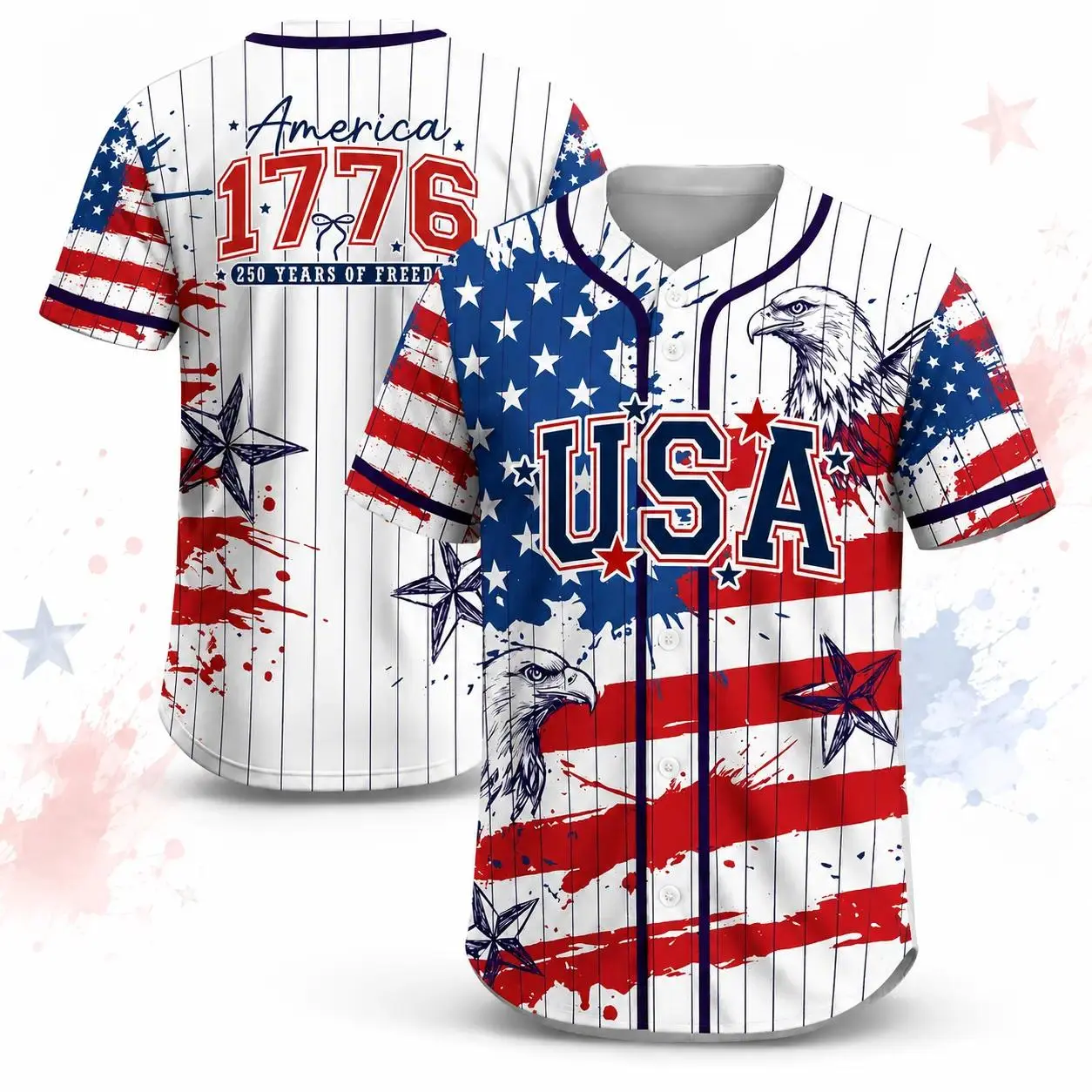 [Summer Sale Deals]  Men's Unisex 250th Anniversary Shirt, 1776-2026 Semiquincentennial Baseball Jersey, Patriotic Statue of Liberty Print, Fourth of July Shirt, Independence Day Outfit