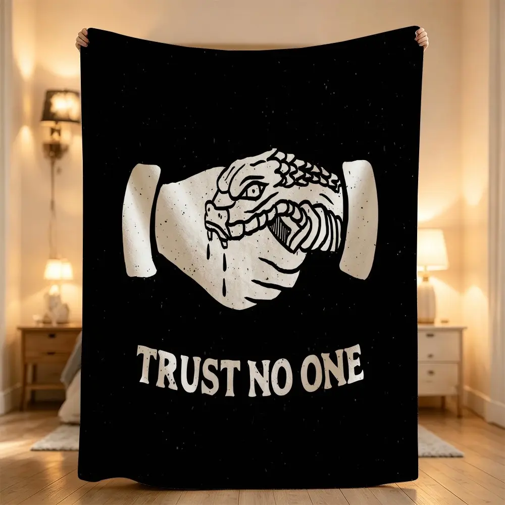Trust no one snake hand edgy dark cozy blanket Flannel blanket, sofa leisure blanket, bed blanket, Plush Throw Blanket,Cozy Soft Lightweight Blanket,Boho Decorative Throw Blanket