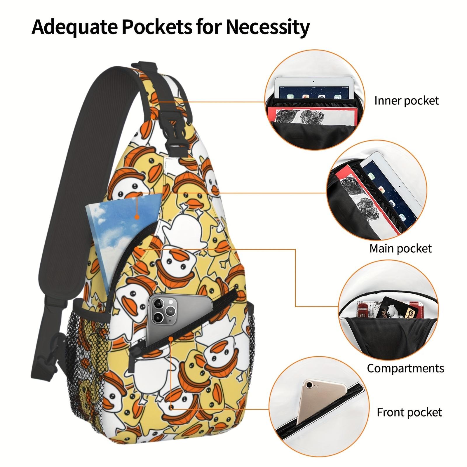 Crossbody Chest  Hiking  Yellow Ducks Cartoon Ducks Shoulder  Folding Large Capacity Fashion Durable Can Be Used For Shopping, Travel Beach  Fishing  Travel Accessories  For School Back Christmas Gifts bag backpack