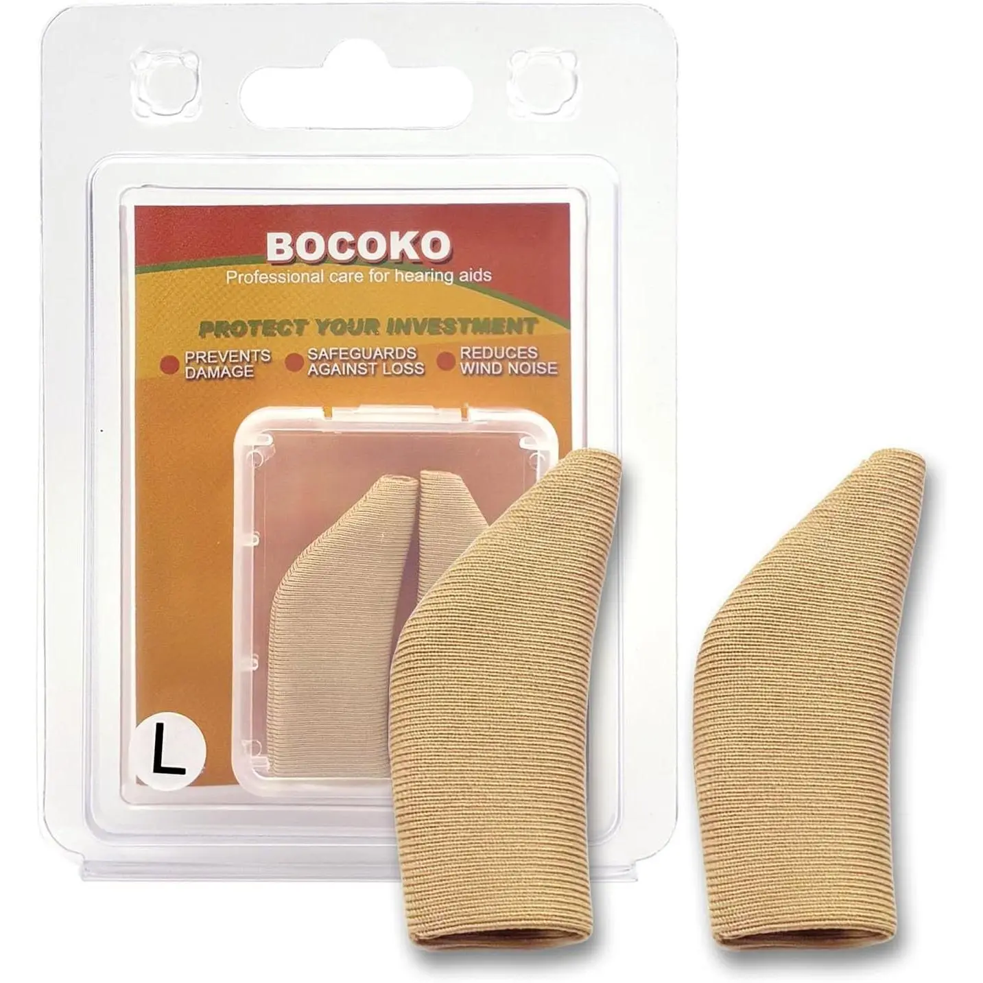 Hearing Aid Covers Protect Hearing Amplifiers from Sweat, Dirt and Moisture, Fits Hearing Instruments 1.4” to 1.6” (Beige, Large)