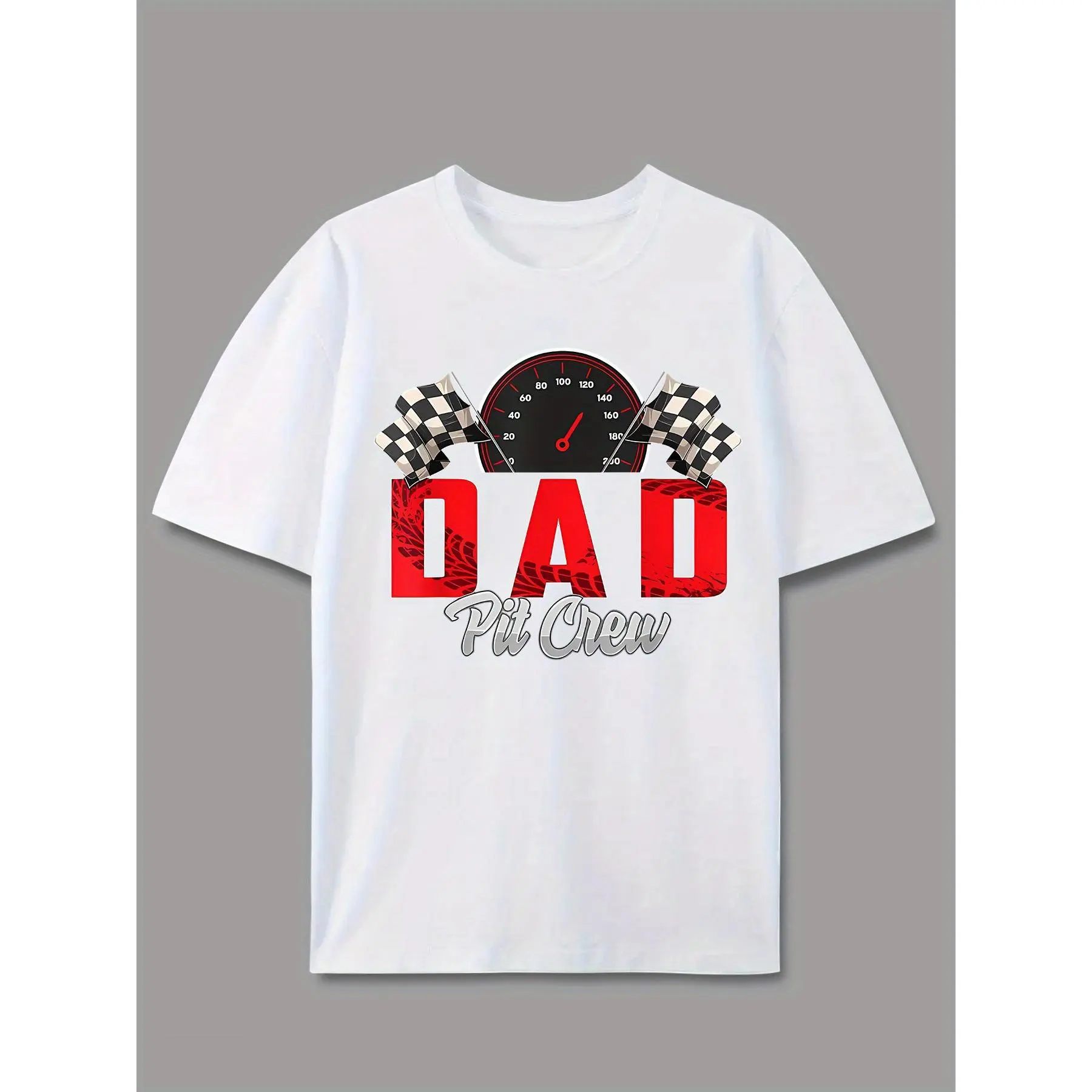 Racing Dad Repair Crew Logo Print Men'S Top, Casual Short Sleeve Round Neck T-Shirt, Suitable for Summer And Spring, Men'S Summer Outdoor Wear